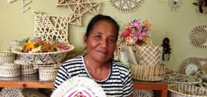 The storekeeper at Happy Hands, a handicraft store next to RRE Hotel. Photo: Karen Earnshaw