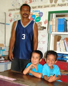 Teacher Daniel Jibke at Likiep Elementary. Photo Karen Earnshaw