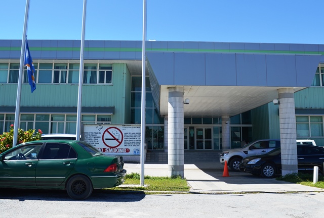 The front entrance to Majuro Hospital in Delap, next to the Capital Building.