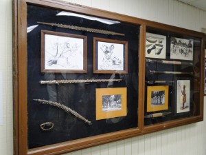 A panel of tools and related illustrations in the Alele Museum. Photo: Karen Earnshaw