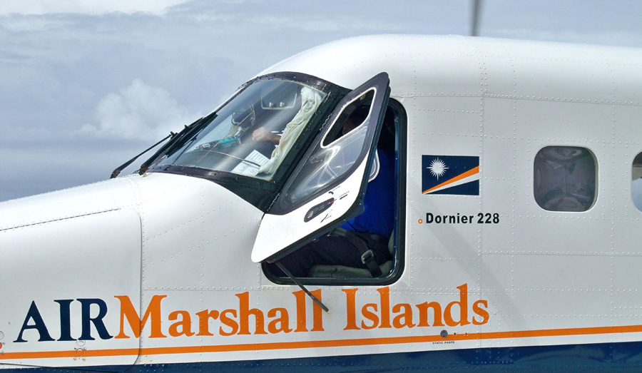 The Air Marshall Islands (AMI) Dornier on the tarmac at Majuro airport. Photo: Wikipedia