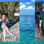Reef researcher Sara Cannon and Cary Evarts with a huge tuna.