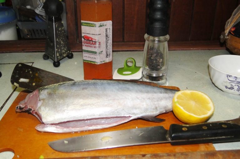 Ready to cook the fish. Photo: Karen Earnshaw