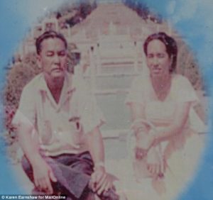 The late Tamaki Myazoe (left) claimed he was working on a boat on Jaluit when the Japanese captain appeared and cut the ropes in a hurry. Photo: Unknown