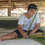 Expert weaver Susan Jieta makes a mat. Photo: Karen Earnshaw.