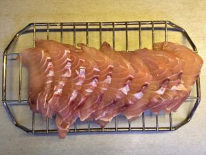 Pieces of sailfish ready to be smoked. Photo: Karen Earnshaw