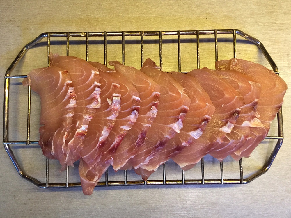 Pieces of sailfish ready to be smoked. Photo: Karen Earnshaw