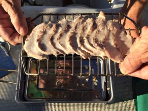 Sailfish slices that have been smoked for 20 minutes. Photo: Karen Earnshaw
