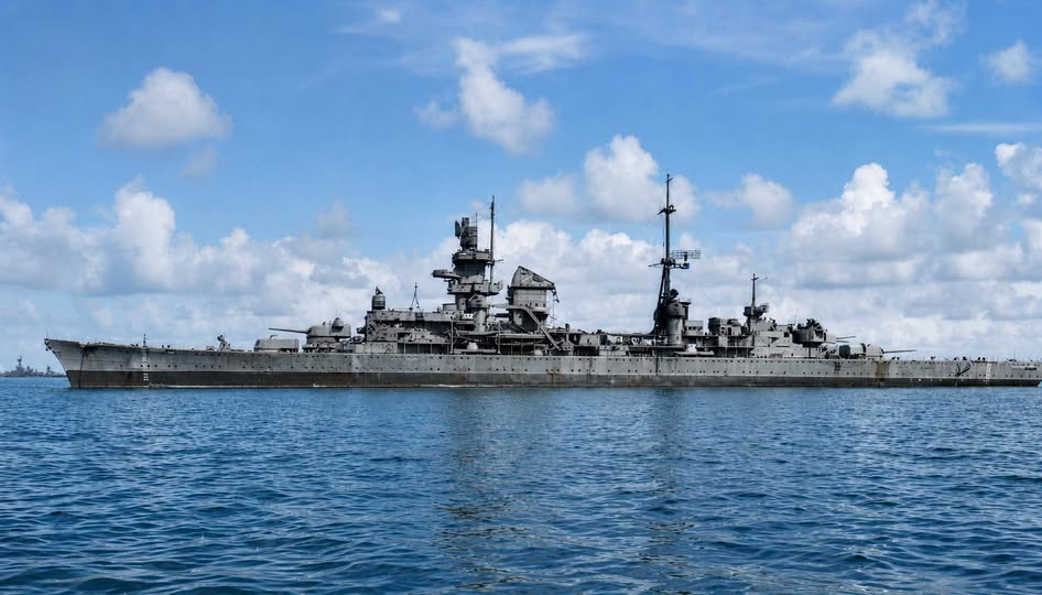 The German heavy cruiser Prinz Eugen before the Bikini atomic tests