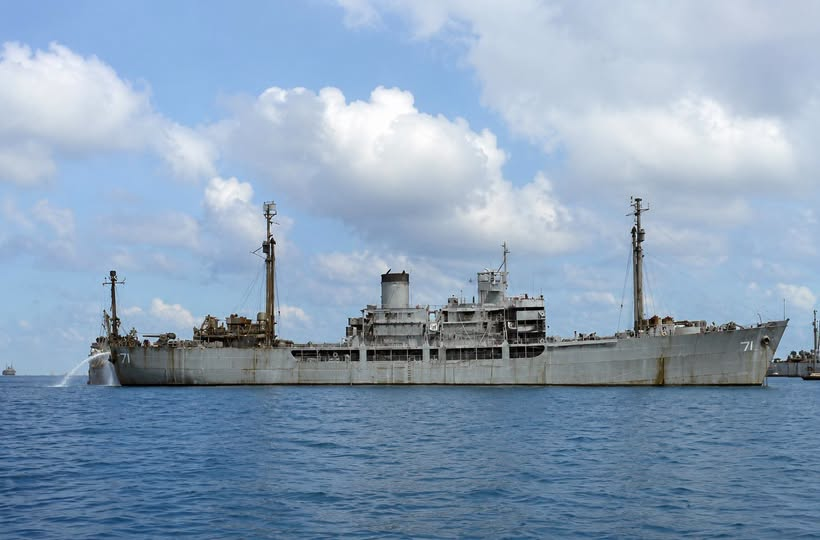 The attack transport USS Catron before the Bikini atomic tests