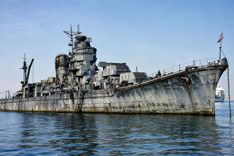 The Japanese light cruiser Sakawa before the Bikini atomic tests