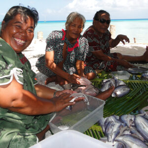 Women salt fish for sale in Majuro. Photo: Karen Earnshaw