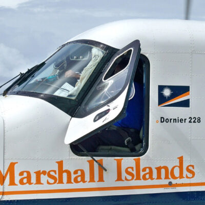 The Air Marshall Islands (AMI) Dornier on the tarmac at Majuro airport. Photo: Wikipedia