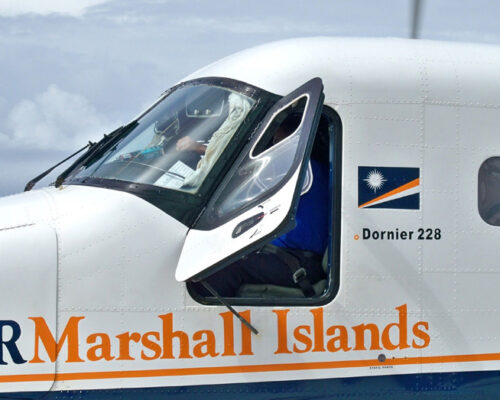 The Air Marshall Islands (AMI) Dornier on the tarmac at Majuro airport. Photo: Wikipedia