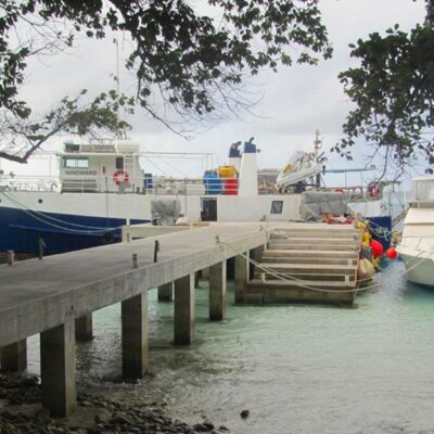 A couple of the Indies Trader boats at the Beran Island dock. Photo: Chuck Handy.