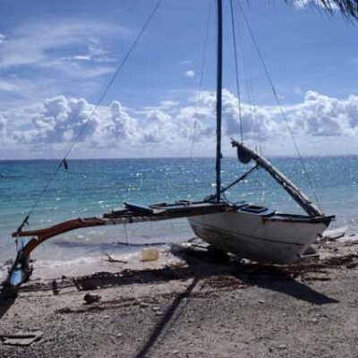 Canoe on the shores of Jaluit Atoll. Photo Pete Allen