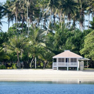 The smart little cottage at Eneko Island, which is available to rent from RRE Hotel. Photo: Karen Earnshaw