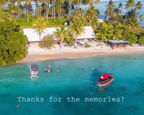 Aerial shot of Hang Loose at Enemanet Island in Majuro.