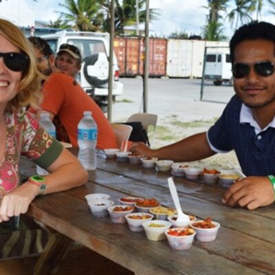 Happy chili eaters at the Mieco Beach Yacht Club chili cook-off
