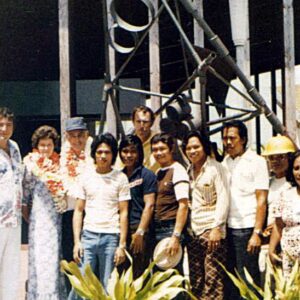 Jerry Kramer with some of his team in Majuro in 1977.
