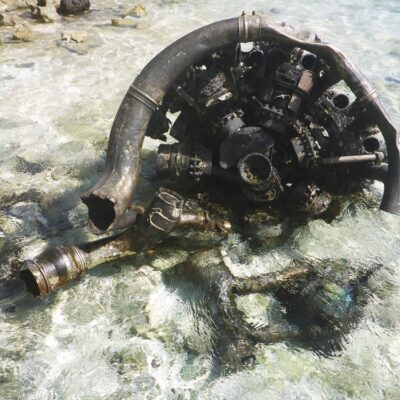 Old beach ornaments on Maloelap. Photo: Lanny and Ginger on SwiftSure.