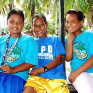 Smiles all round at Likiep airport. Photo Karen Earnshaw