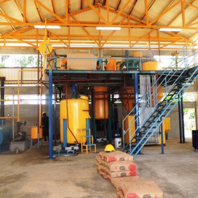 Inside Tobolar's copra refinery.