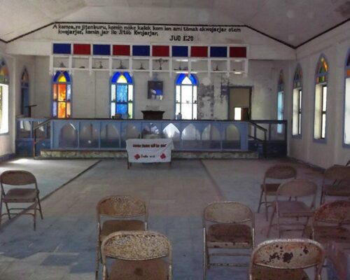 The interior of the Ujelang church. Photo: Mores Abraham