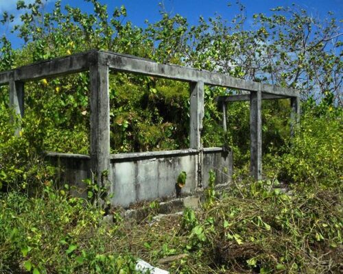 The skeleton of a building on Ujelang Atoll. Photo Mores Abraham