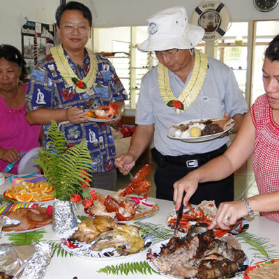 Francis Reimers hosted a feast at Arno to celebrate new accommodation. Photo: Karen Earnshaw