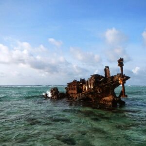 The many shipwrecks remind visitors this is a dangerous atoll to enter/exit. Photo: David Kane