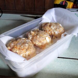 The uncooked patties can be stored for a few hours in the fridge. Photo: Karen Earnshaw
