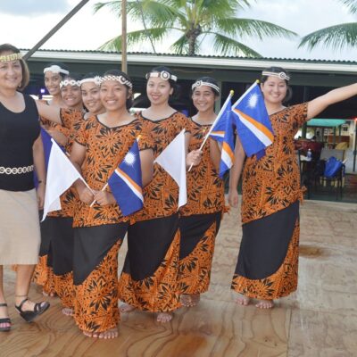 Dance leader Salome Andrike with the Dar Dancers. Photo: Karen Earnshaw