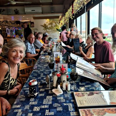 Visiting cruisers enjoye a Tuesday dinner at the Tide Table. Photo: Gary Ehrsam.