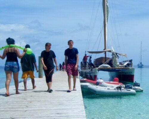 Sea Rover at the dock for the clean-up at Enemanet. Photo: Apolima.