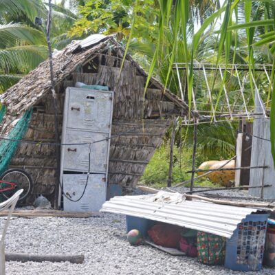 The leaning house of Airok in Maloelap Atoll. Photo: Karen Earnshaw.