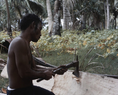 Building a traditional canoe on Ujelang in the 1970s.