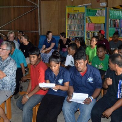 The trainees listen to the speeches. Photo: Karen Earnshaw