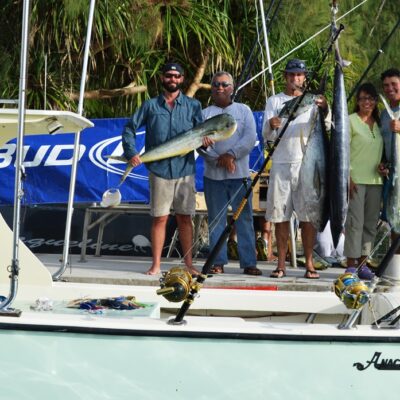 Weighing in Wasabi's catch. Photo: Karen Earnshaw