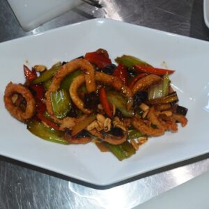 Squid and vegetables at Won Hai Shien. Photo: Karen Earnshaw